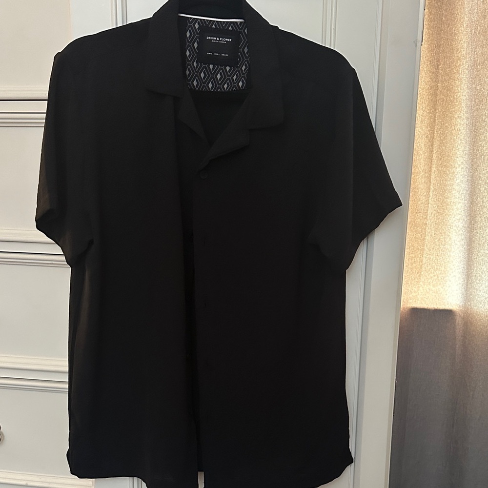 Denim & Flower Black Dress Shirt